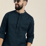 HERE&NOW Men Solid Cotton Short Kurta