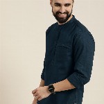 HERE&NOW Men Solid Cotton Short Kurta