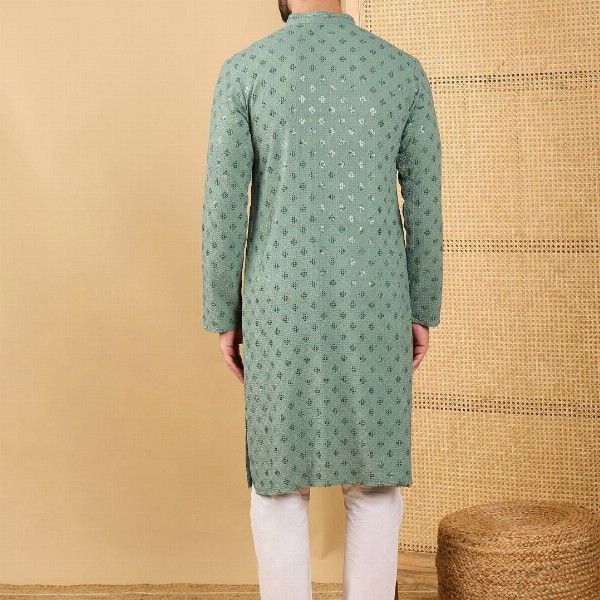 House of Pataudi Men Embellished Straight Kurta