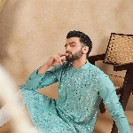 House of Pataudi Embellished Mandarin Collar Straight Kurta