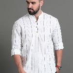 HERE&NOW Striped Cotton Short Kurta