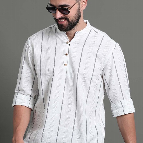 HERE&NOW Striped Cotton Short Kurta