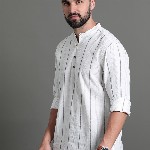 HERE&NOW Striped Cotton Short Kurta