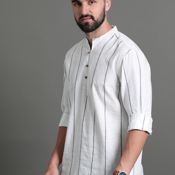 HERE&NOW Striped Cotton Short Kurta