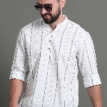 HERE&NOW Striped Cotton Short Kurta