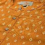 Anouk Men Mustard Yellow & White Geometric Printed Kurta