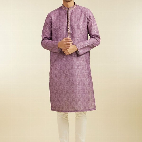 Diwas by Manyavar Ethnic Motifs Printed Thread Work Mandarin Collar Straight Kurta