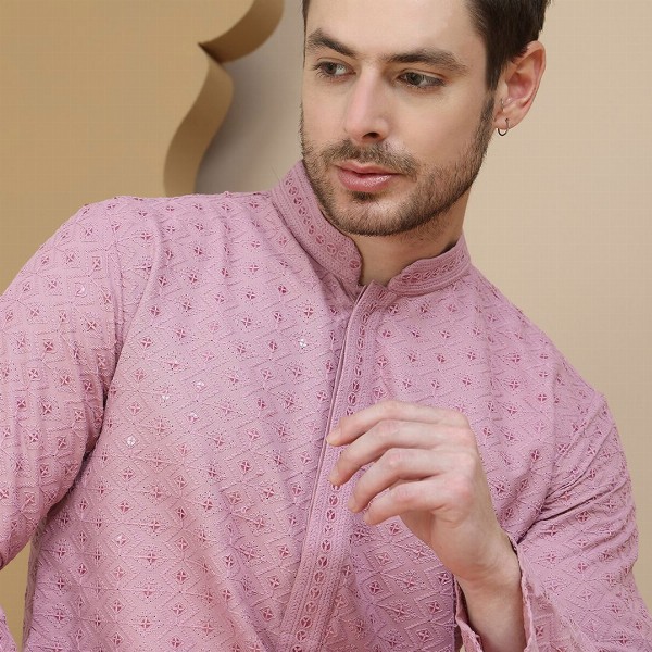 Jompers Men Geometric Embroidered Sequinned Kurta