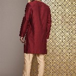 House of Pataudi Jashn Ethnic Motifs Embroidered Zari Work Angrakha Style Kurta