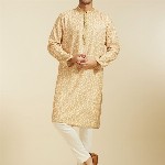 Diwas by Manyavar Ethnic Motifs Printed Mandarin Collar Straight Kurta