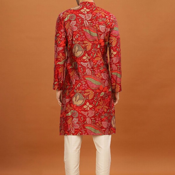 Anouk Mandarin Collar Floral Printed Straight Kurta