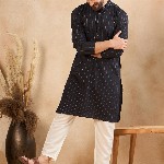 HERE&NOW Men Thread Work Kurta