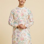 Diwas by Manyavar Floral Printed Mandarin Collar Cotton Kurta