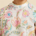 Diwas by Manyavar Floral Printed Mandarin Collar Cotton Kurta