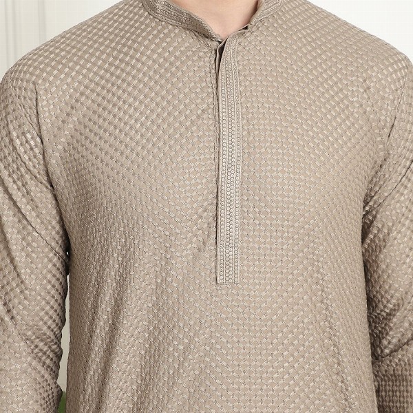 SOJANYA Ethnic Motifs Embroidered Mandarin Collar Thread Work Pure Cotton Straight Kurta