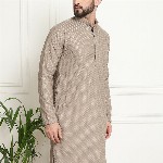 SOJANYA Ethnic Motifs Embroidered Mandarin Collar Thread Work Pure Cotton Straight Kurta