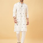 indus route by Pantaloons Ethnic Motifs Embroidered Thread Work Straight Kurta