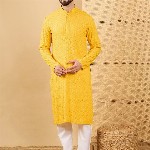 House of Pataudi Embroidered Chikankari Straight  Kurta