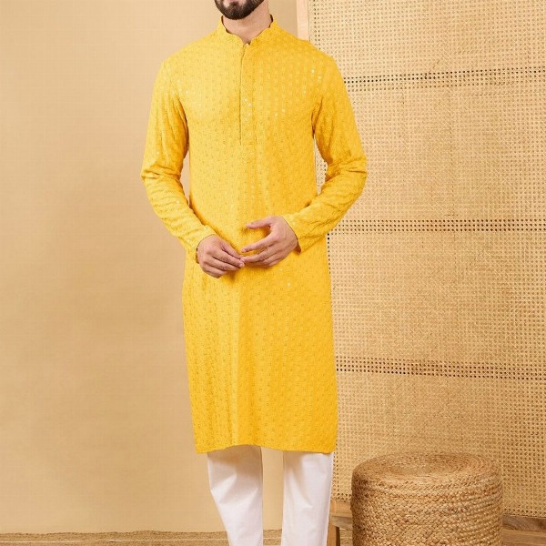 House of Pataudi Embroidered Chikankari Straight  Kurta