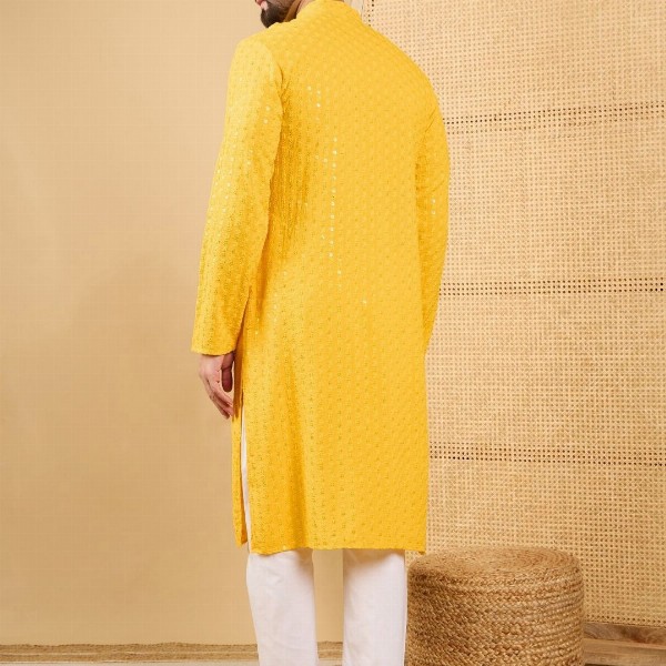 House of Pataudi Embroidered Chikankari Straight  Kurta