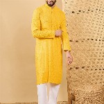 House of Pataudi Embroidered Chikankari Straight  Kurta