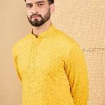 House of Pataudi Embroidered Chikankari Straight  Kurta