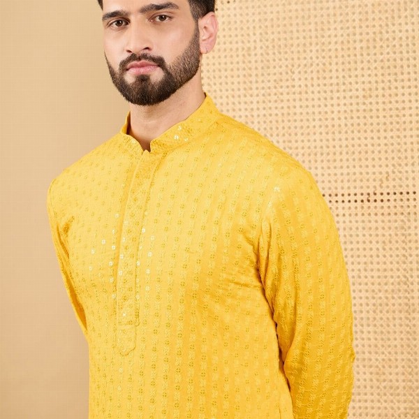 House of Pataudi Embroidered Chikankari Straight  Kurta