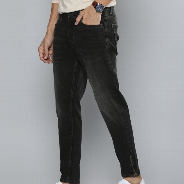 Mast & Harbour Men Black Slim Tapered Fit Mid-Rise Clean Look Stretchable Jeans