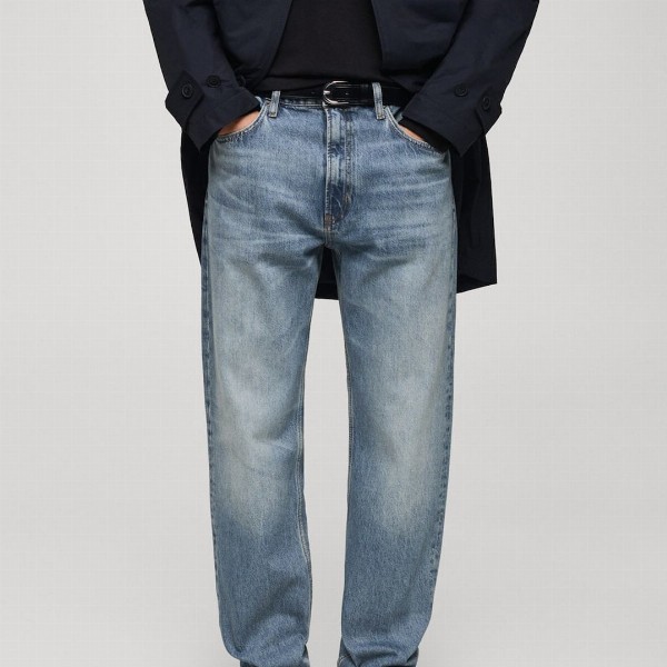 MANGO MAN Straight Fit Faded Jeans