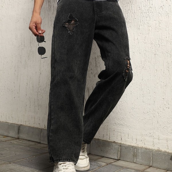 Hubberholme Men Relaxed Fit Mid Rise Hevay Distressed Cotton Jeans