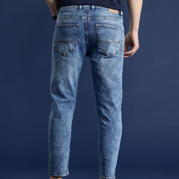 Mast & Harbour Men Slim Tapered Fit Low Distress Light Fade Stretchable Jeans