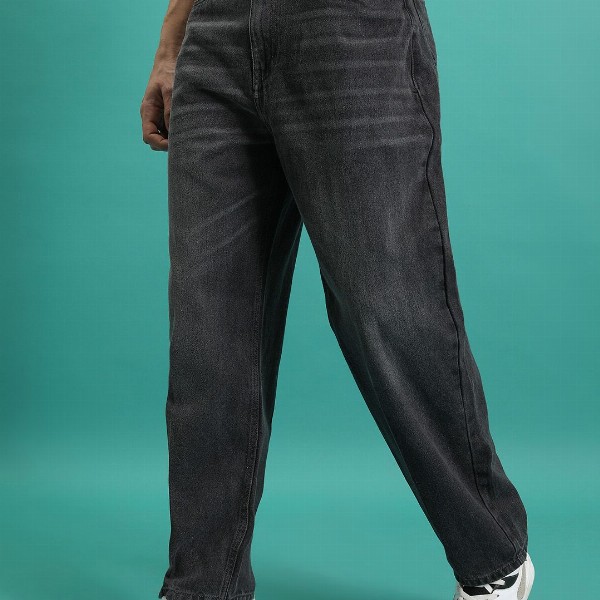 HIGHLANDER Men Loose Baggy Fit Light Fade Cotton Jeans