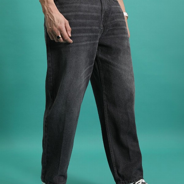 HIGHLANDER Men Loose Baggy Fit Light Fade Cotton Jeans