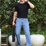 Mast & Harbour Blue Men Smart Bootcut Clean Look Stretchable Jeans