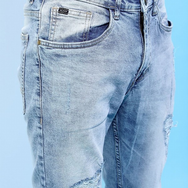 HIGHLANDER Men Tapered Fit Highly Distressed Mid-Rise Heavy Fade Stretchable Jeans