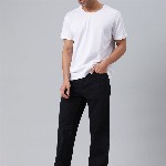 Kotty Men Black Jean Straight Fit Low-Rise Clean Look Stretchable Jeans