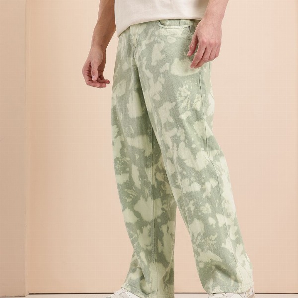 Mast & Harbour Men Printed Baggy Fit Jeans