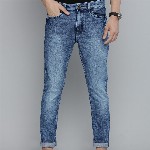 The Indian Garage Co Men Blue Slim Fit Mildly Distressed Light Fade Stretchable Jeans