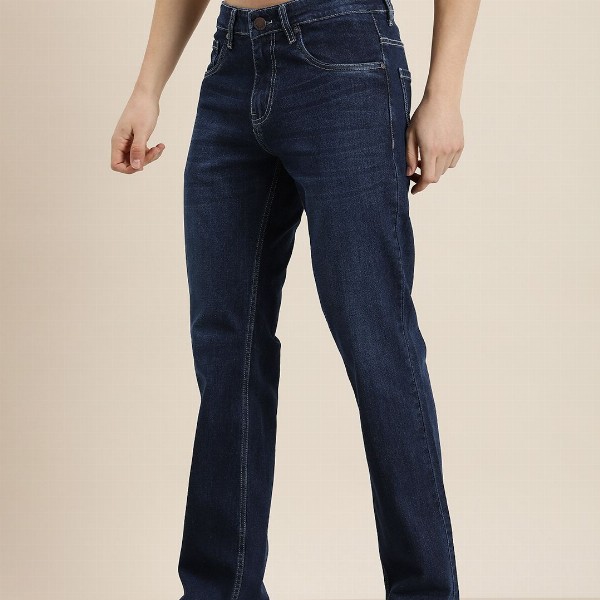 HERE&NOW Men Smart Bootcut Light Fade Stretchable Jeans