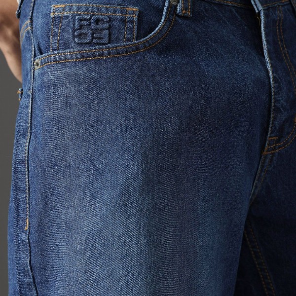 FCUK Men Smart Mid-Rise Light Fade Baggy Pure Cotton Jeans