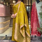 KALINI Women Floral Embroidered Notch Neck Straight Kurta With Trousers And Dupatta