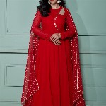 NUD Women Quirky Checked Cold-Shoulder Sleeves Mirror Work Georgette Kurta