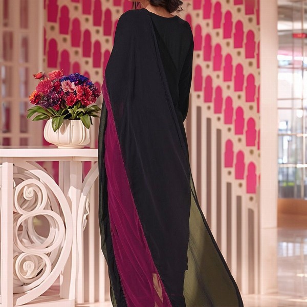 Aaghnya Women V-Neck Thread Work Straight Kurta with Palazzos & Dupatta