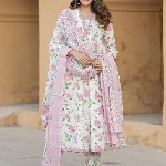 KALINI Women Floral Printed Regular Thread Work Pure Cotton Kurta with Trousers & Dupatta