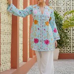 HOUSE OF KARI Women Ethnic Motifs Embroidered Flared Sleeves Cotton A-Line Kurta