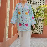 HOUSE OF KARI Women Ethnic Motifs Embroidered Flared Sleeves Cotton A-Line Kurta