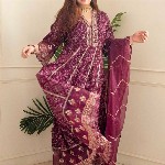 KALINI Ethnic Motif Printed Embroidered Panelled A-Line Kurta with Trousers & Dupatta