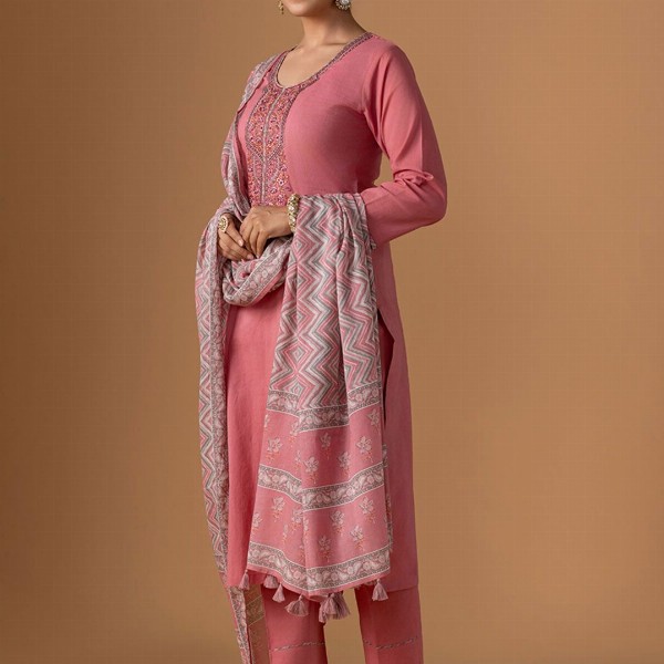 WOMEN PLUS Women Floral Embroidered Regular Pure Cotton Kurta with Trousers & Dupatta