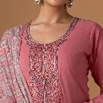 WOMEN PLUS Women Floral Embroidered Regular Pure Cotton Kurta with Trousers & Dupatta