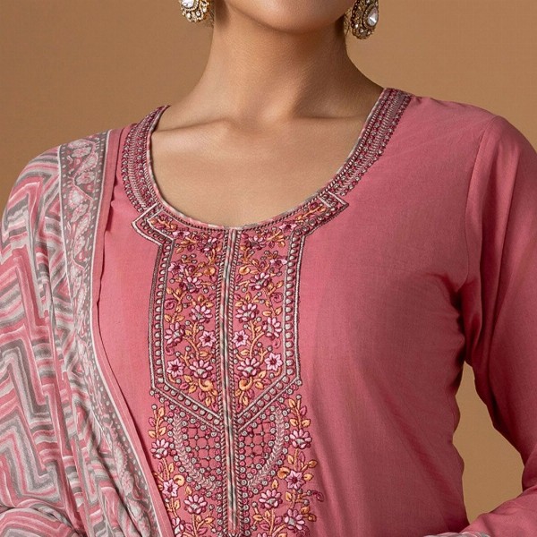 WOMEN PLUS Women Floral Embroidered Regular Pure Cotton Kurta with Trousers & Dupatta